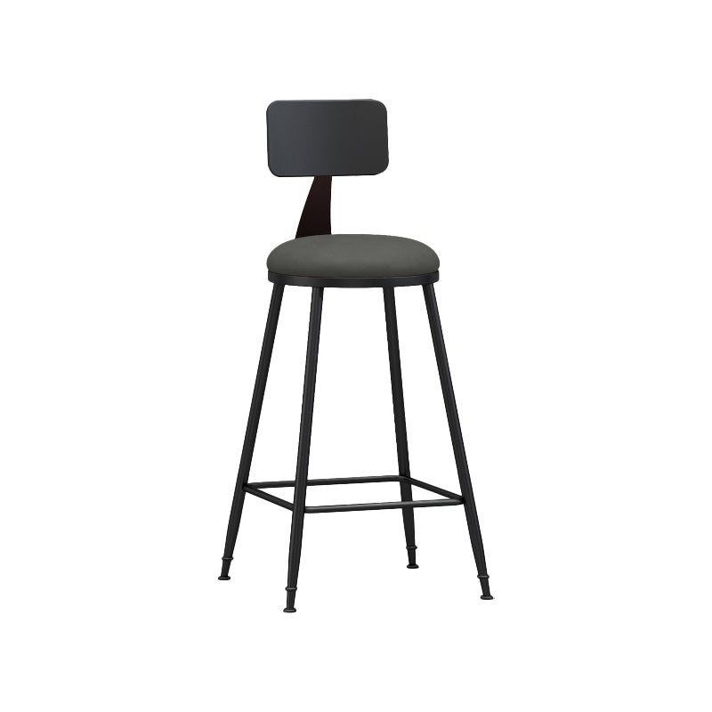 Modern Backrest Counter Stool Iron Bar Stool with Leather Cushion and Pedal for Cafe