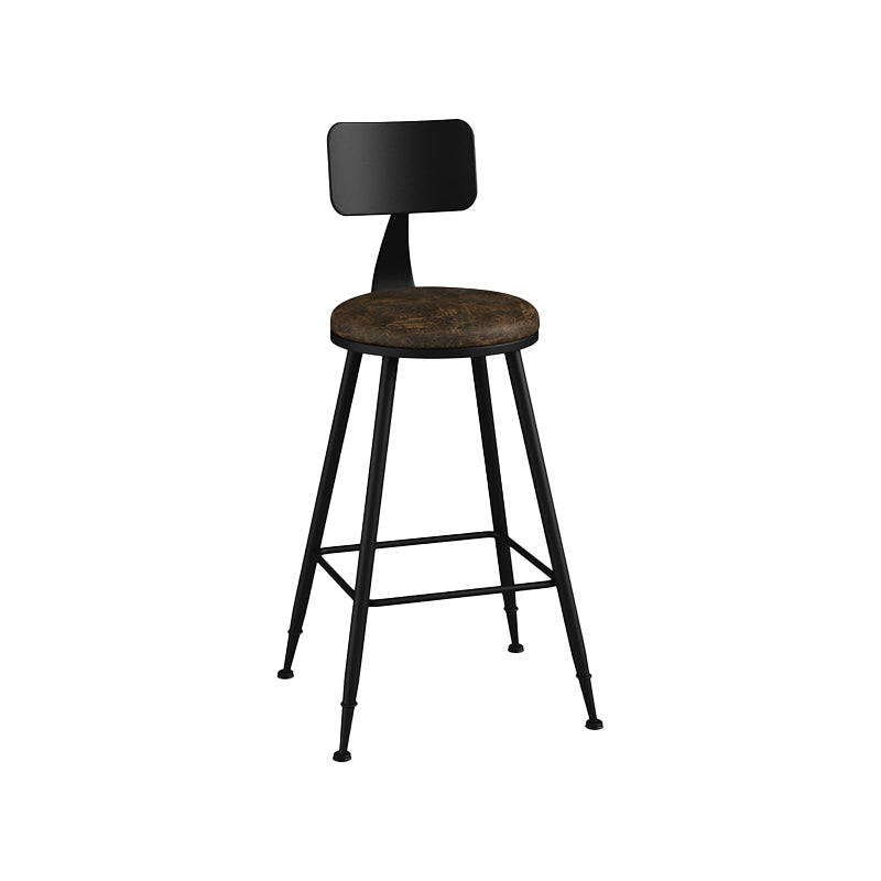 Modern Backrest Counter Stool Iron Bar Stool with Leather Cushion and Pedal for Cafe
