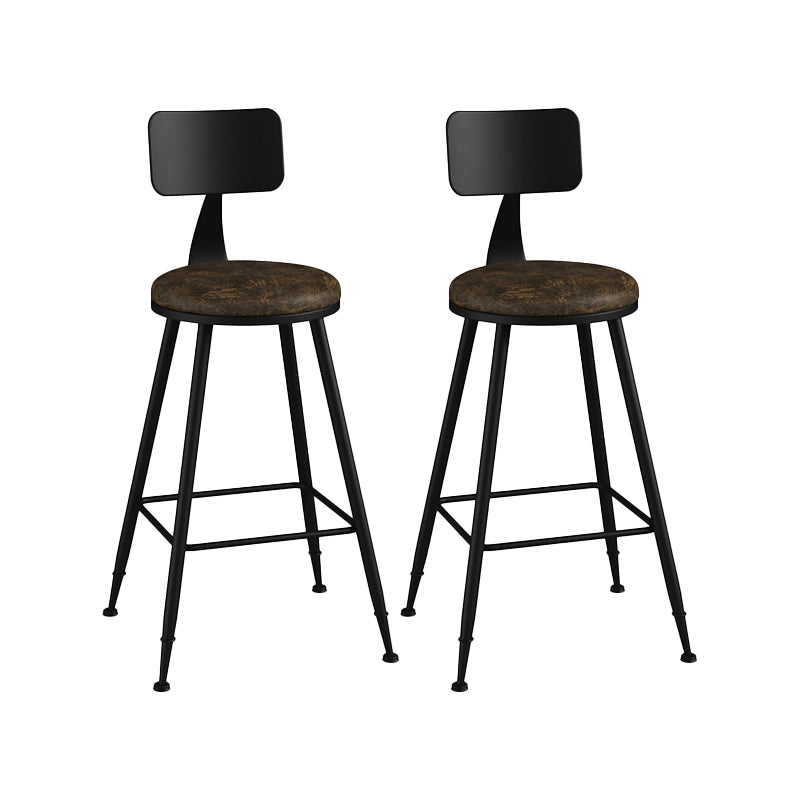 Modern Backrest Counter Stool Iron Bar Stool with Leather Cushion and Pedal for Cafe