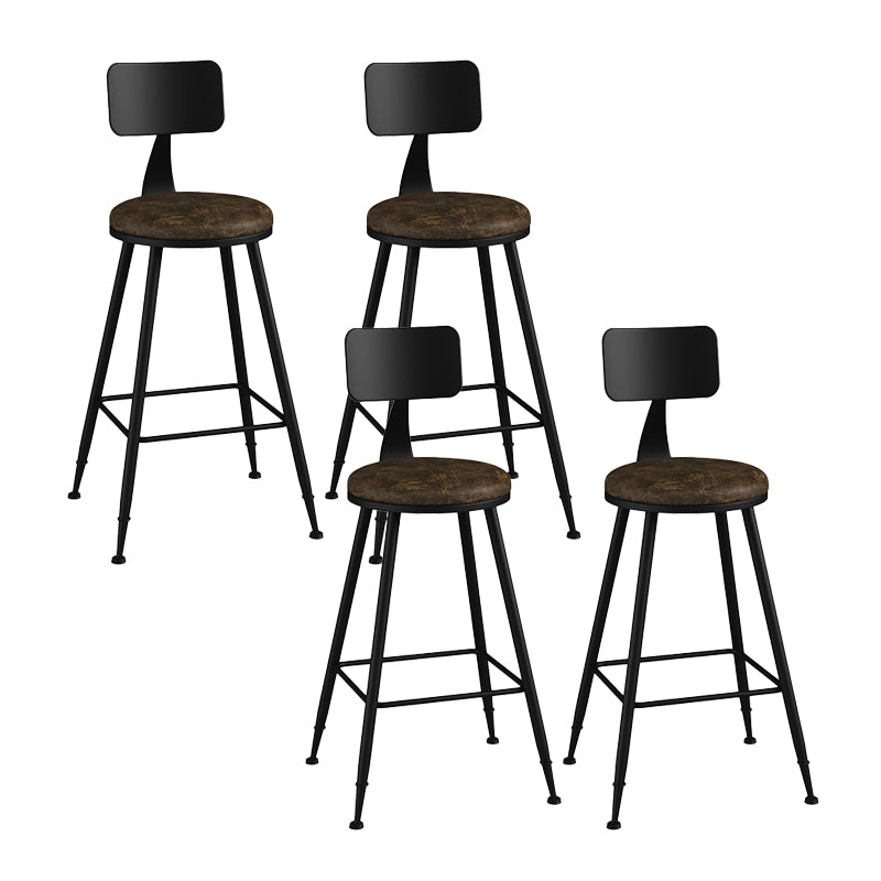 Modern Backrest Counter Stool Iron Bar Stool with Leather Cushion and Pedal for Cafe