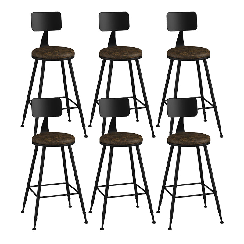 Modern Backrest Counter Stool Iron Bar Stool with Leather Cushion and Pedal for Cafe