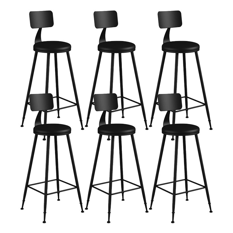 Modern Backrest Counter Stool Iron Bar Stool with Leather Cushion and Pedal for Cafe