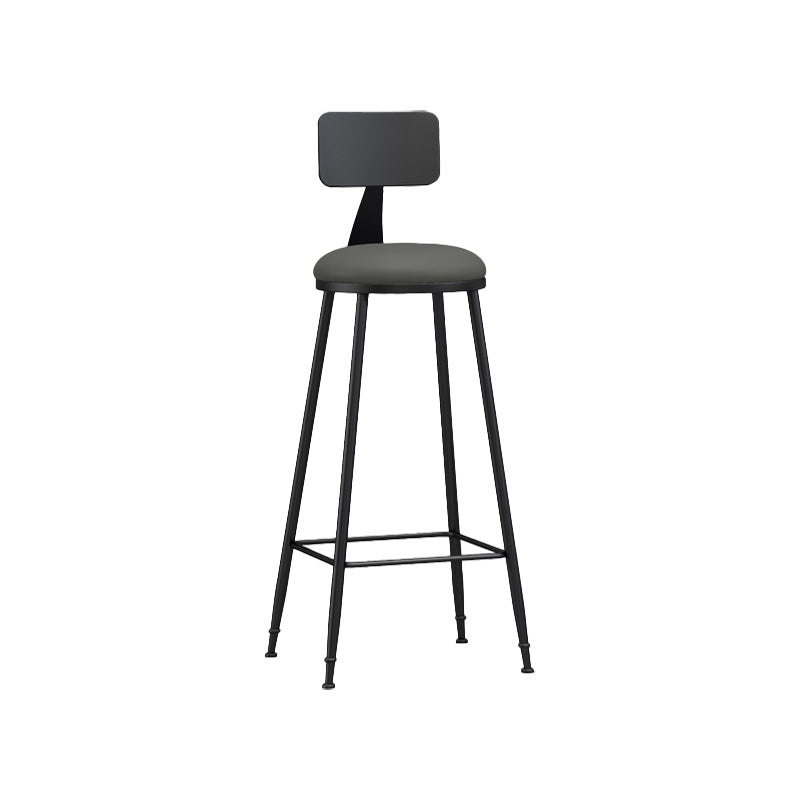 Modern Backrest Counter Stool Iron Bar Stool with Leather Cushion and Pedal for Cafe