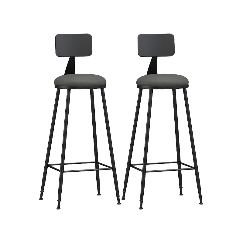 Modern Backrest Counter Stool Iron Bar Stool with Leather Cushion and Pedal for Cafe
