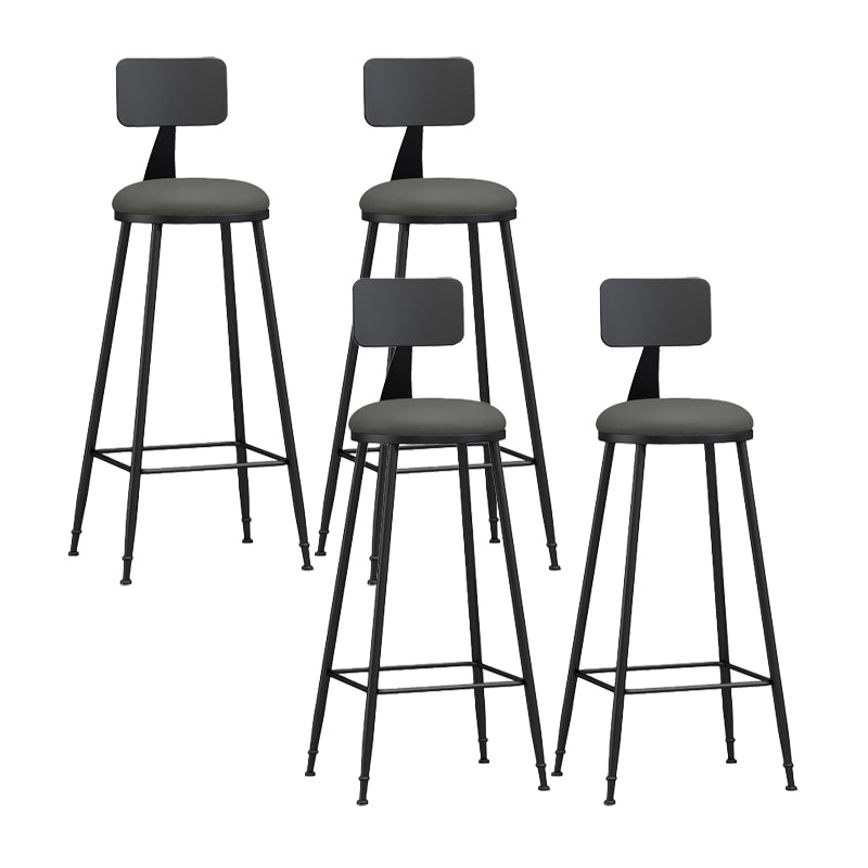 Modern Backrest Counter Stool Iron Bar Stool with Leather Cushion and Pedal for Cafe