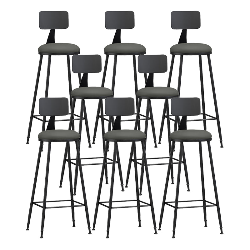 Modern Backrest Counter Stool Iron Bar Stool with Leather Cushion and Pedal for Cafe