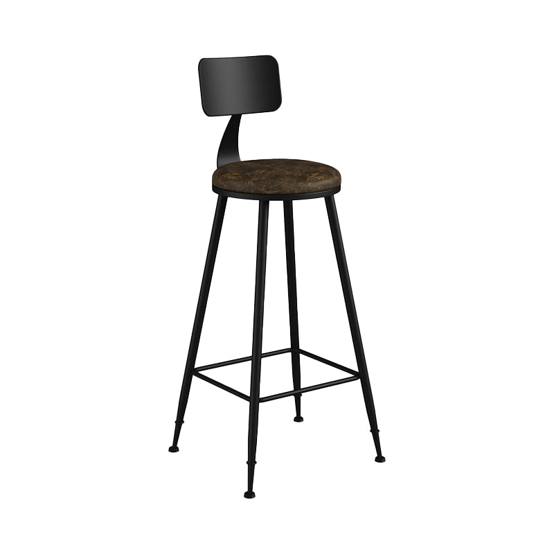 Modern Backrest Counter Stool Iron Bar Stool with Leather Cushion and Pedal for Cafe