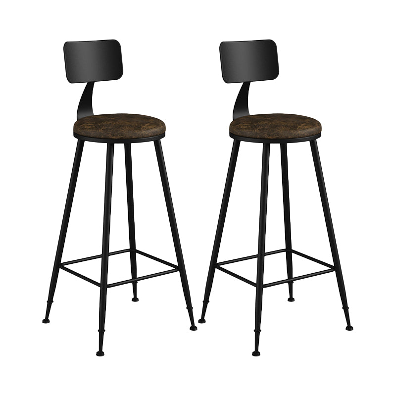 Modern Backrest Counter Stool Iron Bar Stool with Leather Cushion and Pedal for Cafe