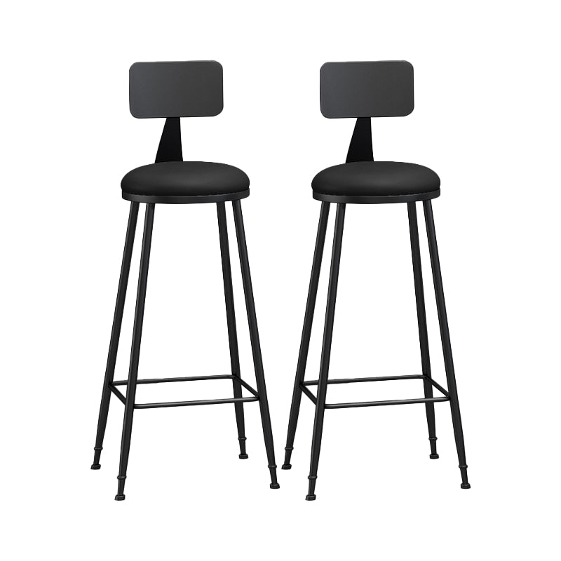 Modern Backrest Counter Stool Iron Bar Stool with Leather Cushion and Pedal for Cafe