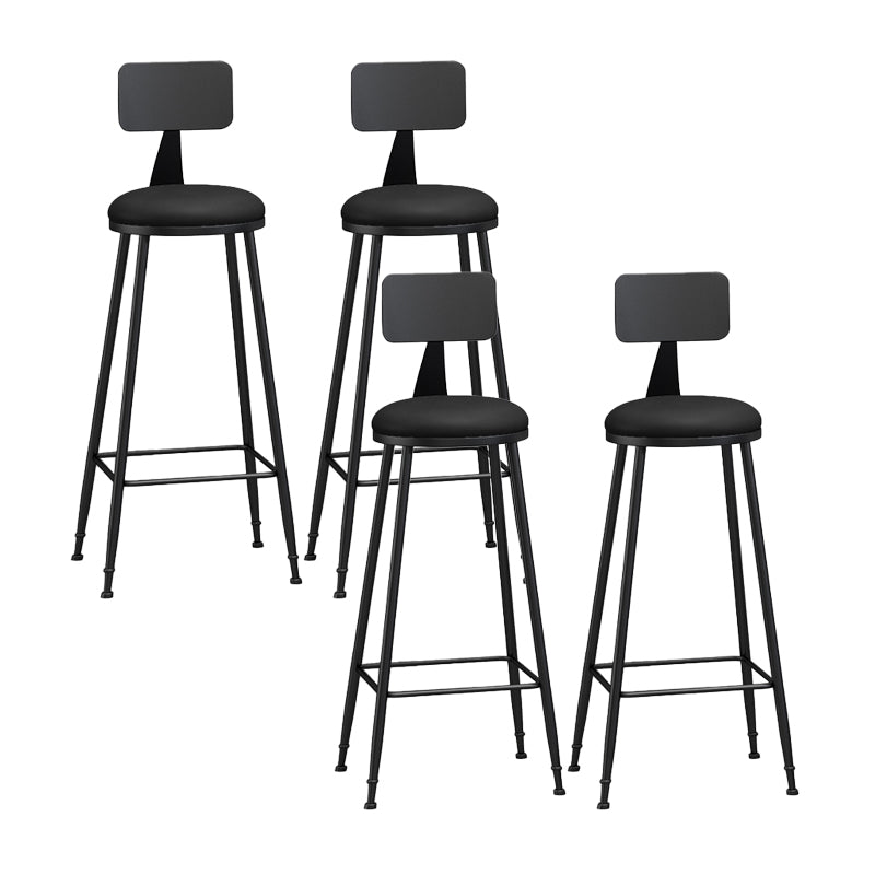 Modern Backrest Counter Stool Iron Bar Stool with Leather Cushion and Pedal for Cafe