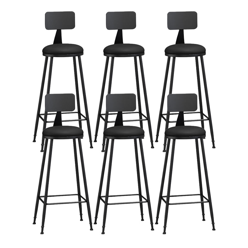 Modern Backrest Counter Stool Iron Bar Stool with Leather Cushion and Pedal for Cafe