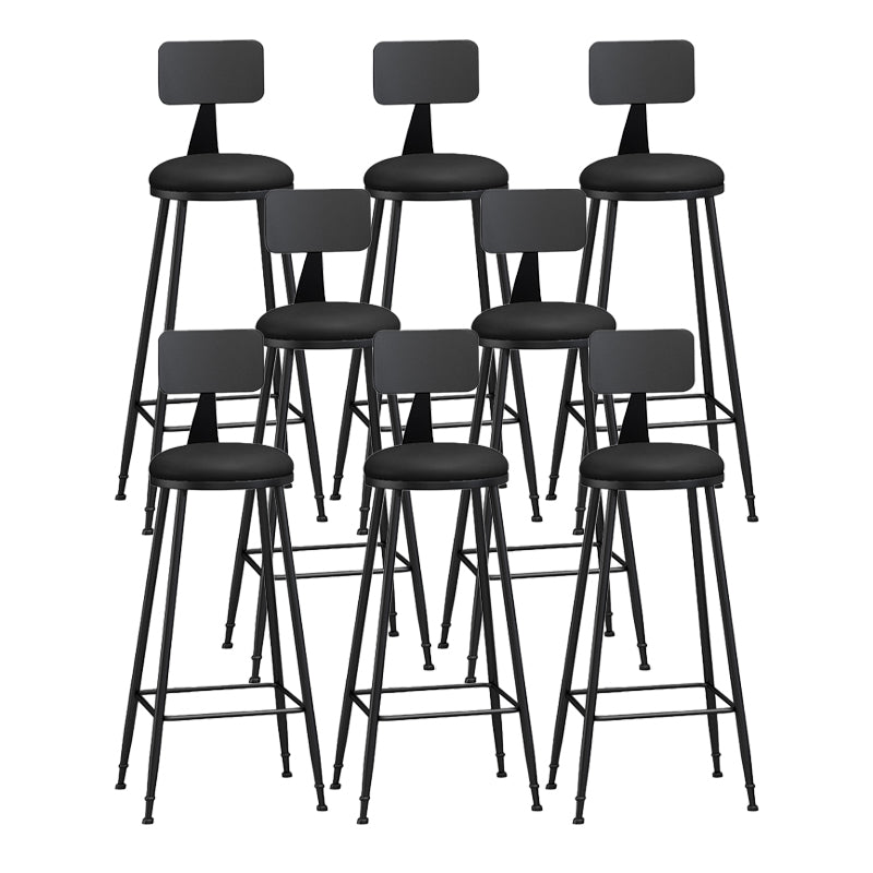 Modern Backrest Counter Stool Iron Bar Stool with Leather Cushion and Pedal for Cafe
