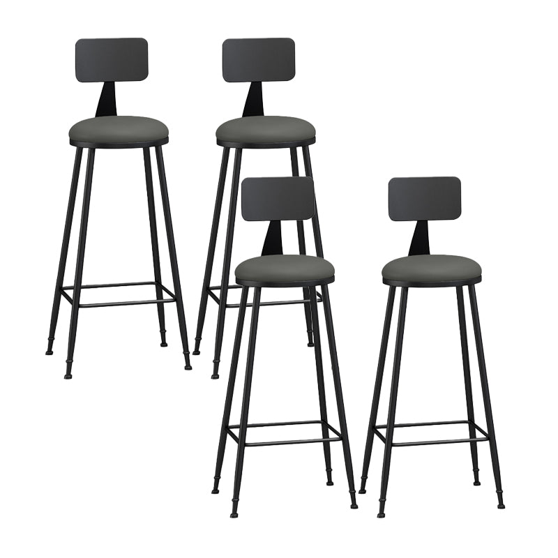 Modern Backrest Counter Stool Iron Bar Stool with Leather Cushion and Pedal for Cafe