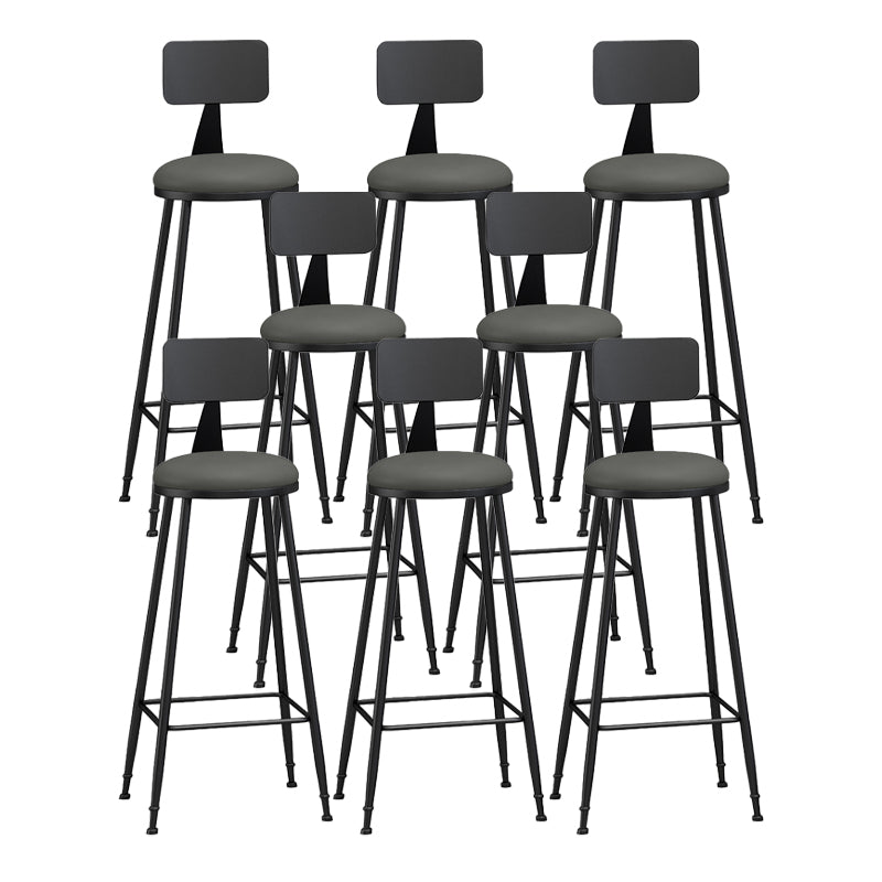 Modern Backrest Counter Stool Iron Bar Stool with Leather Cushion and Pedal for Cafe