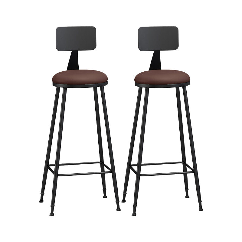Modern Backrest Counter Stool Iron Bar Stool with Leather Cushion and Pedal for Cafe