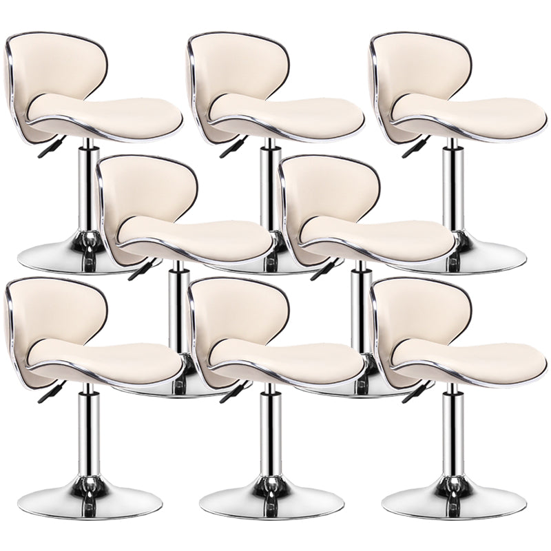 Contemporary Metal Bar Stool Low Back Turntable Faux Leather Cushion Footrest Stool