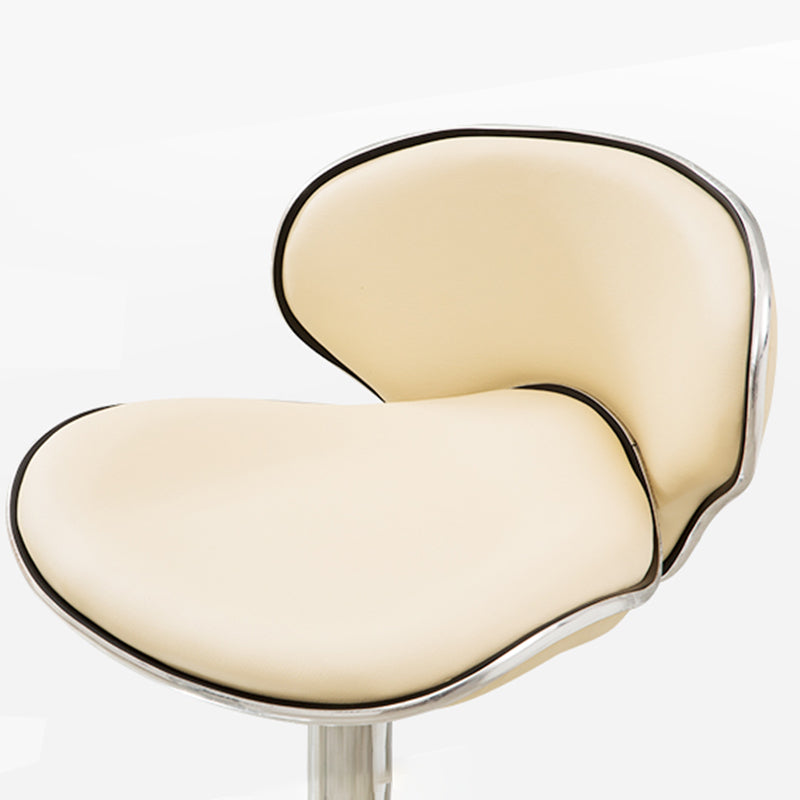 Contemporary Metal Bar Stool Low Back Turntable Faux Leather Cushion Footrest Stool