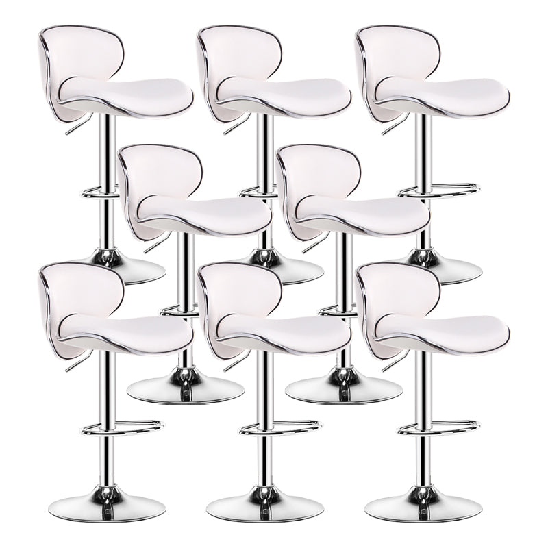 Contemporary Metal Bar Stool Low Back Turntable Faux Leather Cushion Footrest Stool