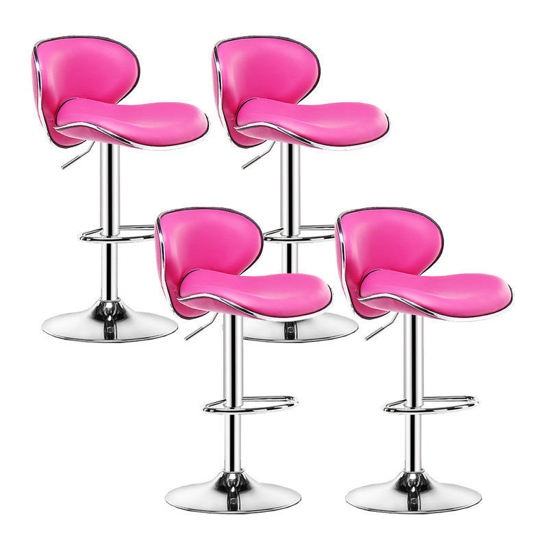 Contemporary Metal Bar Stool Low Back Turntable Faux Leather Cushion Footrest Stool