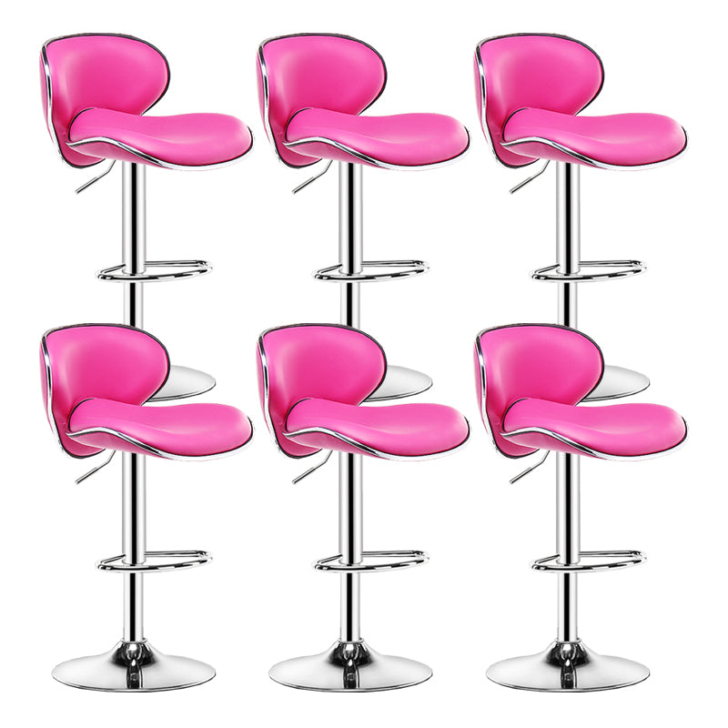 Contemporary Metal Bar Stool Low Back Turntable Faux Leather Cushion Footrest Stool