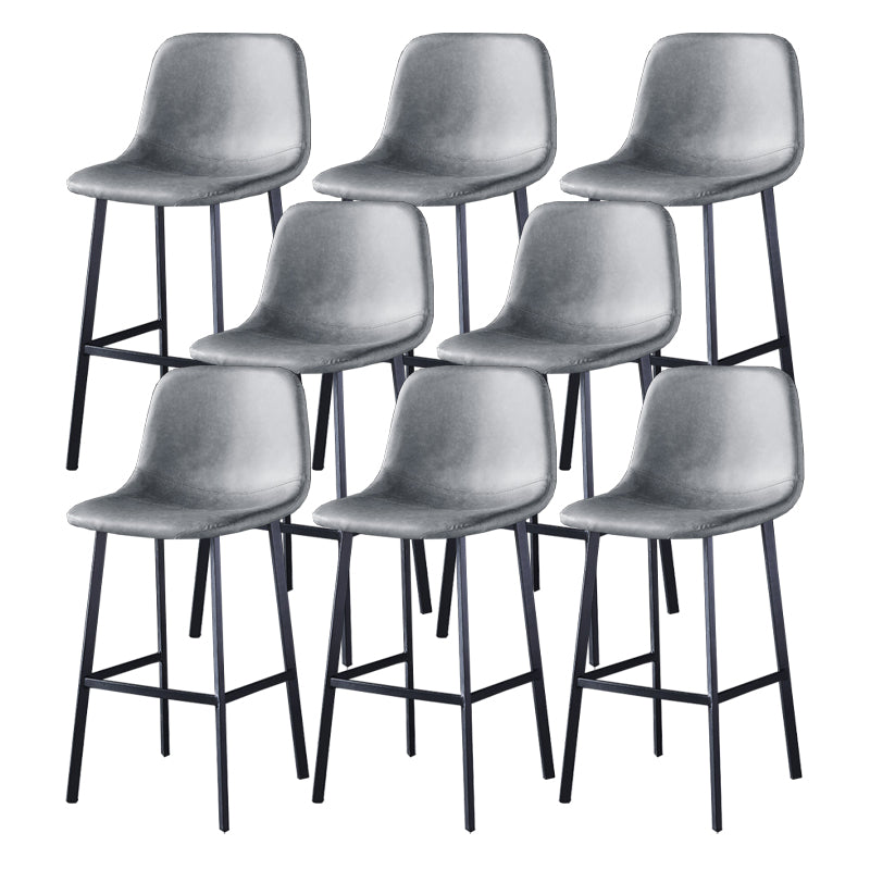 Contemporary Metal Barstool Low Back Turantable Faux Leather Cushion Footrest Stool
