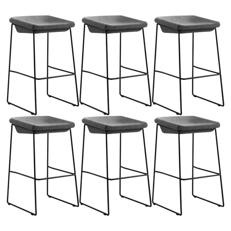 Modern Armless Backless Counter Stool Iron Bar Stool with Cushion and Pedal for Kitchen