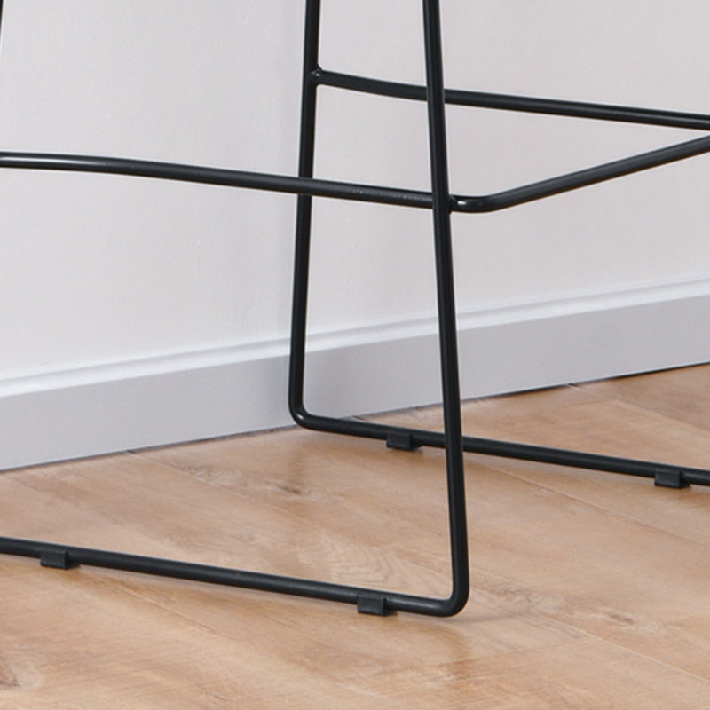 Modern Armless Backless Counter Stool Iron Bar Stool with Cushion and Pedal for Kitchen