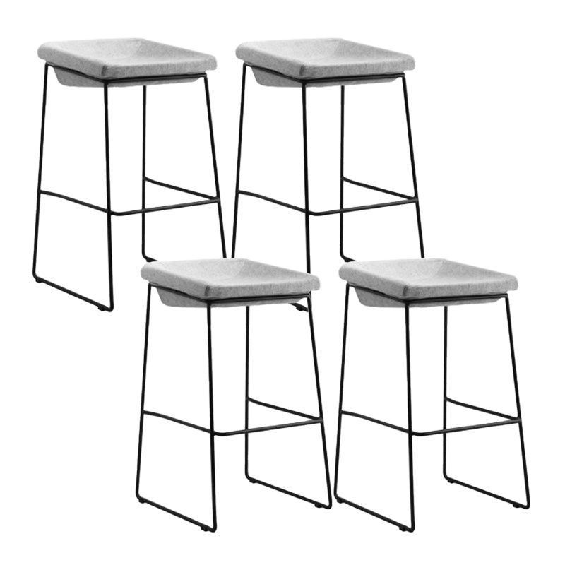 Modern Armless Backless Counter Stool Iron Bar Stool with Cushion and Pedal for Kitchen