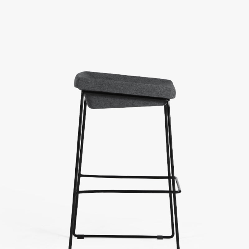 Modern Armless Backless Counter Stool Iron Bar Stool with Cushion and Pedal for Kitchen