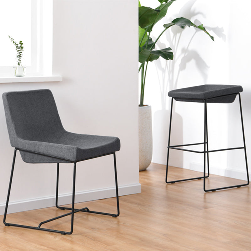 Modern Armless Backless Counter Stool Iron Bar Stool with Cushion and Pedal for Kitchen