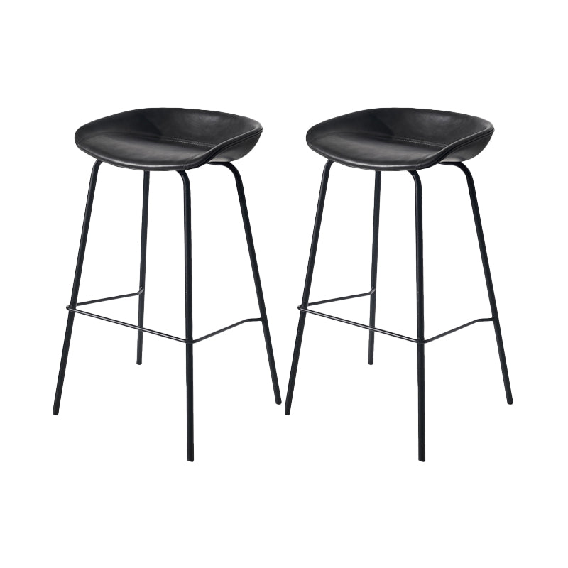 Scandinavian Bucket Seat Bar Stools Faux Leather Low Back Barstool