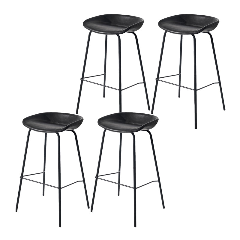 Scandinavian Bucket Seat Bar Stools Faux Leather Low Back Barstool