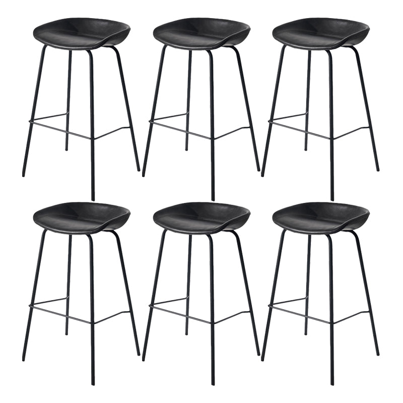 Scandinavian Bucket Seat Bar Stools Faux Leather Low Back Barstool