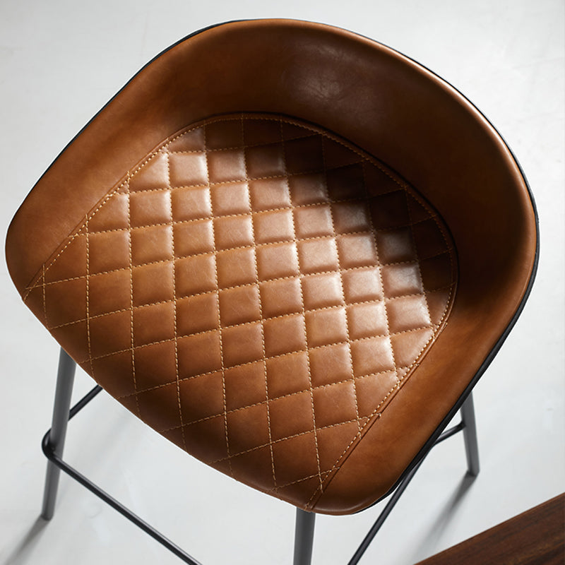 Scandinavian Bucket Seat Bar Stools Faux Leather Low Back Barstool