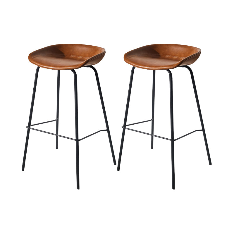 Scandinavian Bucket Seat Bar Stools Faux Leather Low Back Barstool