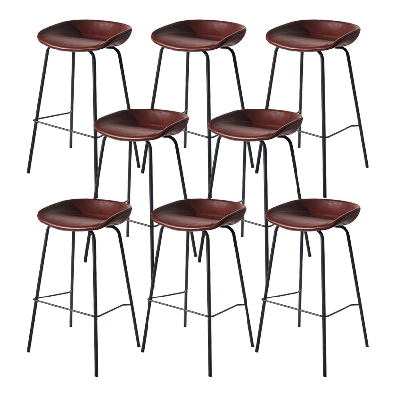 Scandinavian Bucket Seat Bar Stools Faux Leather Low Back Barstool