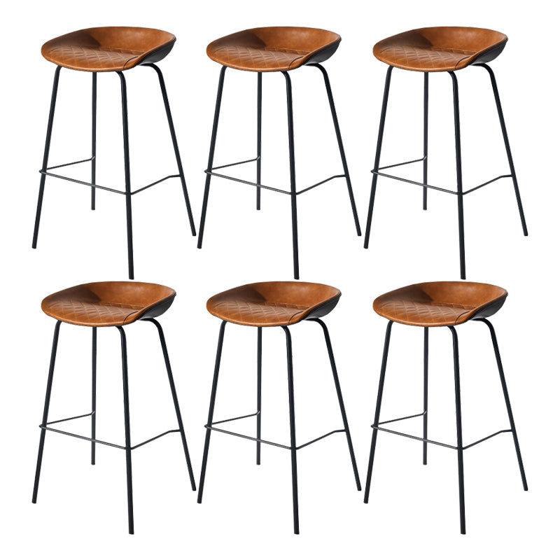 Scandinavian Bucket Seat Bar Stools Faux Leather Low Back Barstool