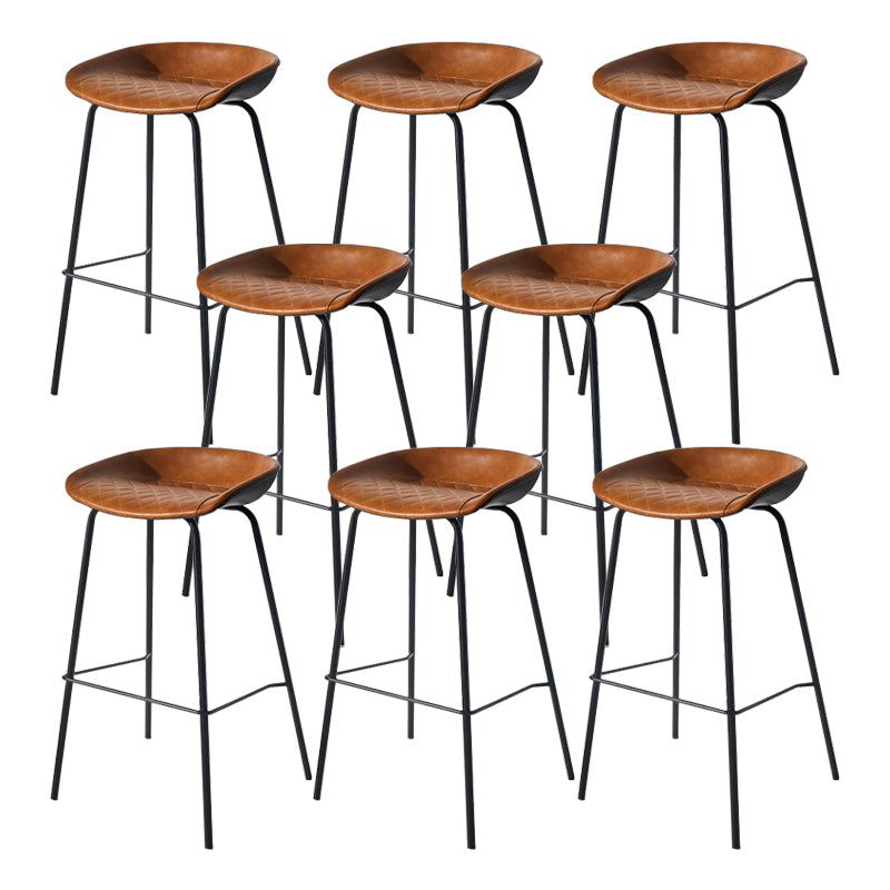 Scandinavian Bucket Seat Bar Stools Faux Leather Low Back Barstool