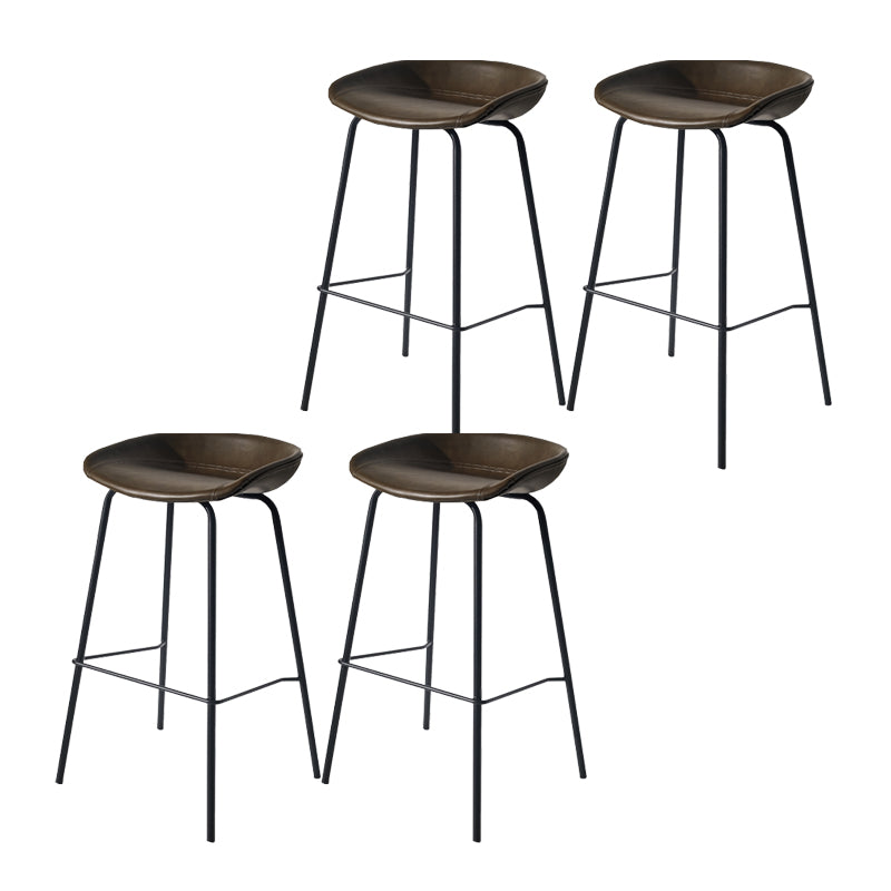 Scandinavian Bucket Seat Bar Stools Faux Leather Low Back Barstool