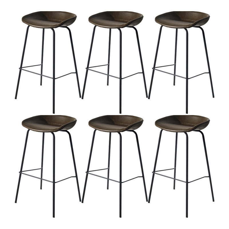 Scandinavian Bucket Seat Bar Stools Faux Leather Low Back Barstool