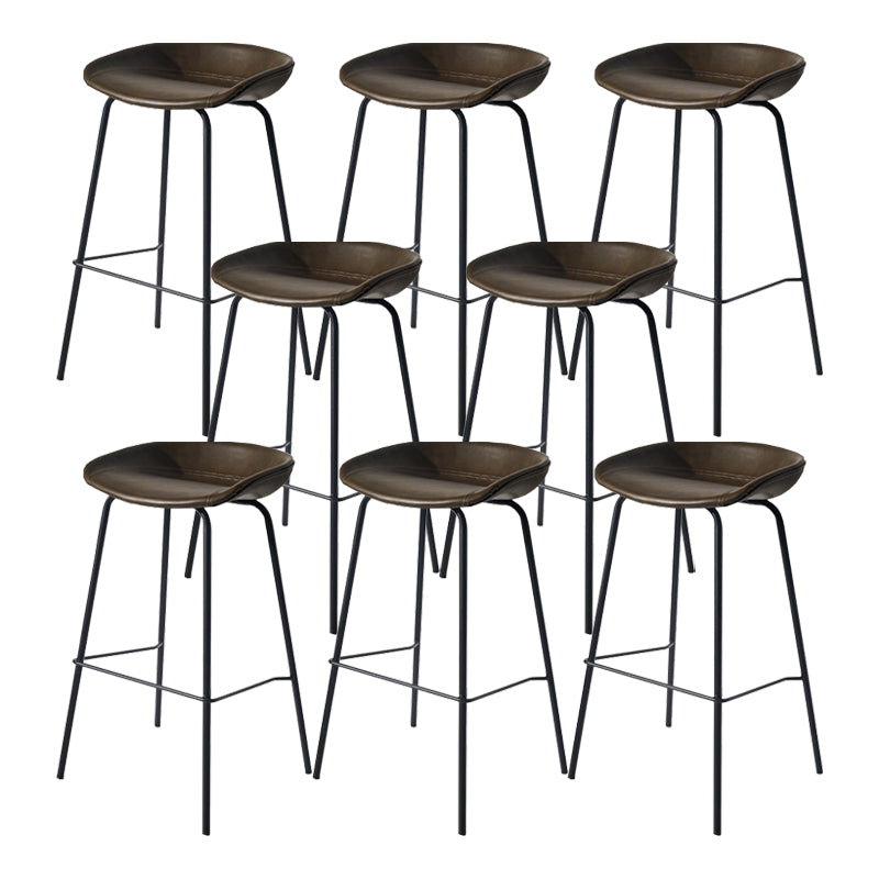 Scandinavian Bucket Seat Bar Stools Faux Leather Low Back Barstool