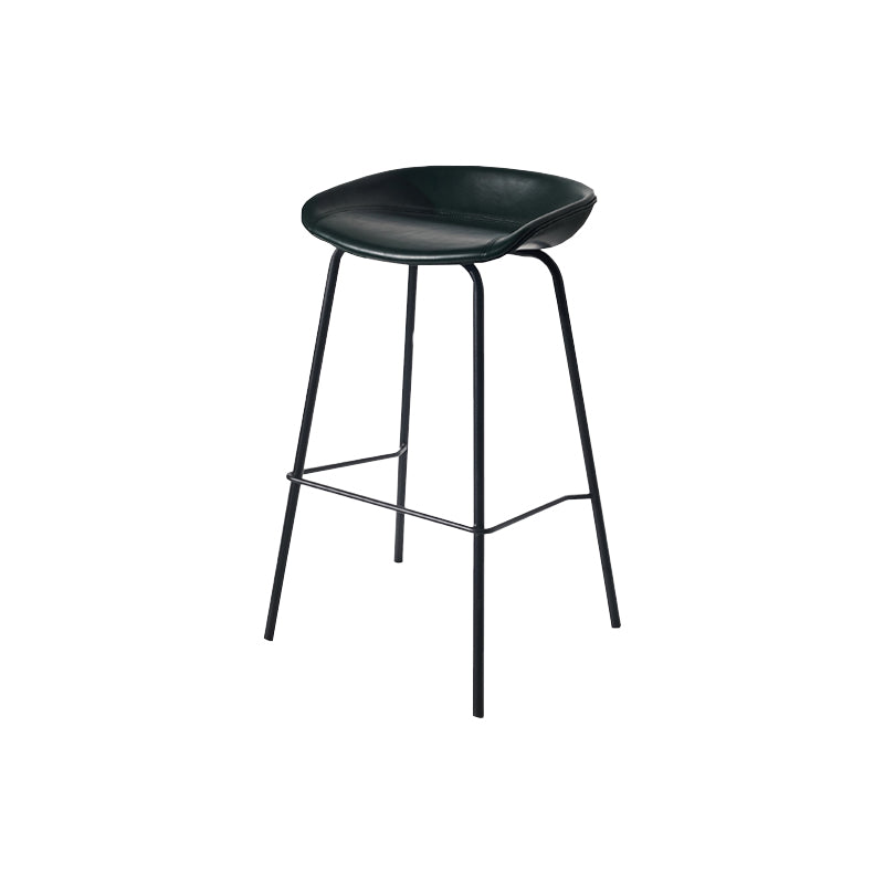 Scandinavian Bucket Seat Bar Stools Faux Leather Low Back Barstool