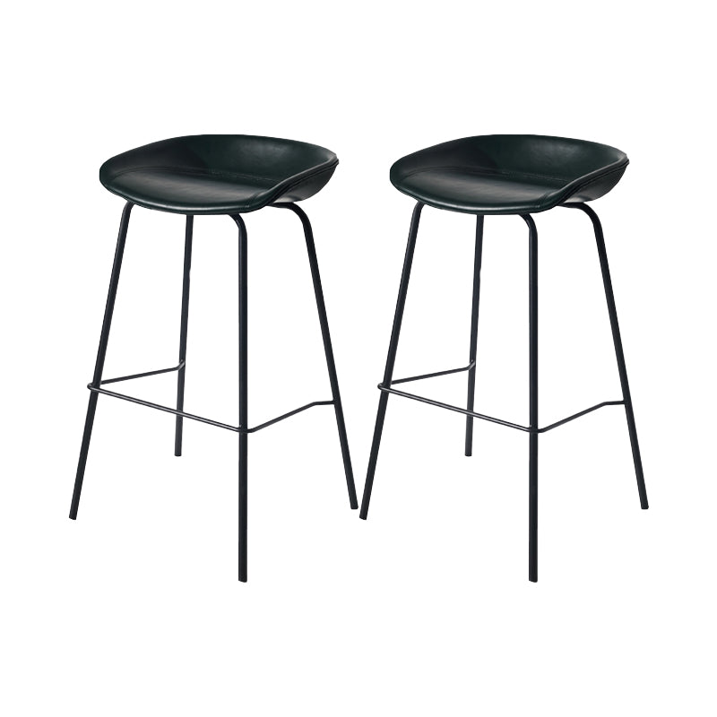 Scandinavian Bucket Seat Bar Stools Faux Leather Low Back Barstool