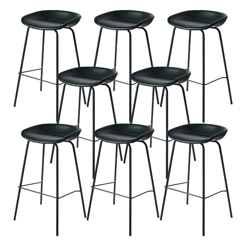 Scandinavian Bucket Seat Bar Stools Faux Leather Low Back Barstool