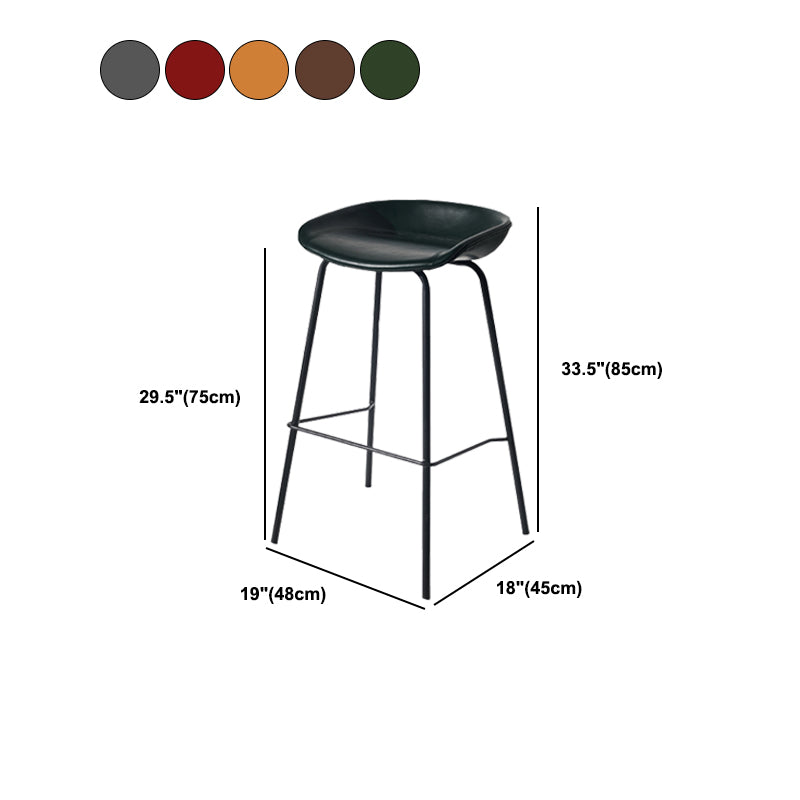 Scandinavian Bucket Seat Bar Stools Faux Leather Low Back Barstool