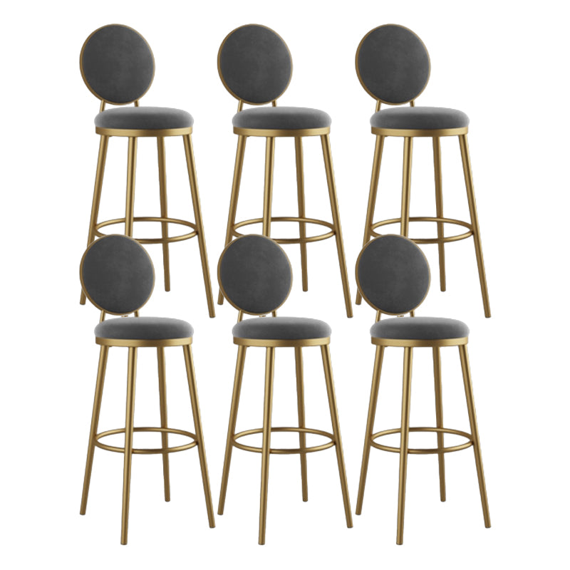Round Upholstered Counter Height Stool Scandinavian Footrest Bar-stool with Gold Base