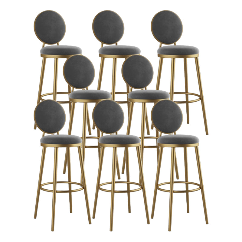 Round Upholstered Counter Height Stool Scandinavian Footrest Bar-stool with Gold Base
