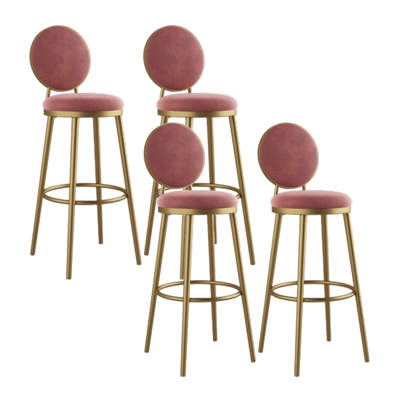 Round Upholstered Counter Height Stool Scandinavian Footrest Bar-stool with Gold Base
