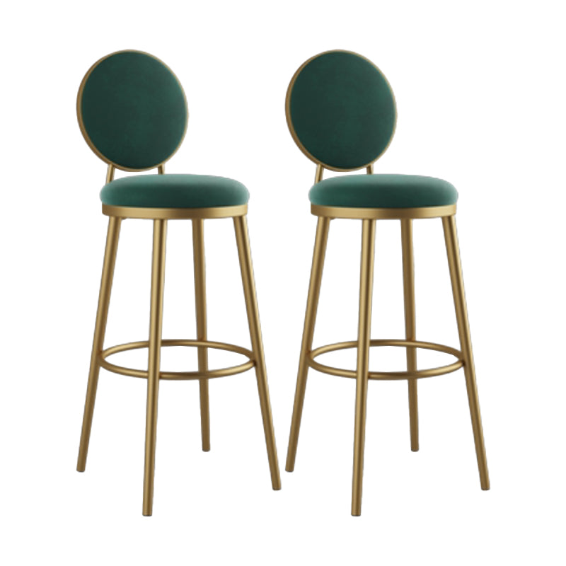 Round Upholstered Counter Height Stool Scandinavian Footrest Bar-stool with Gold Base