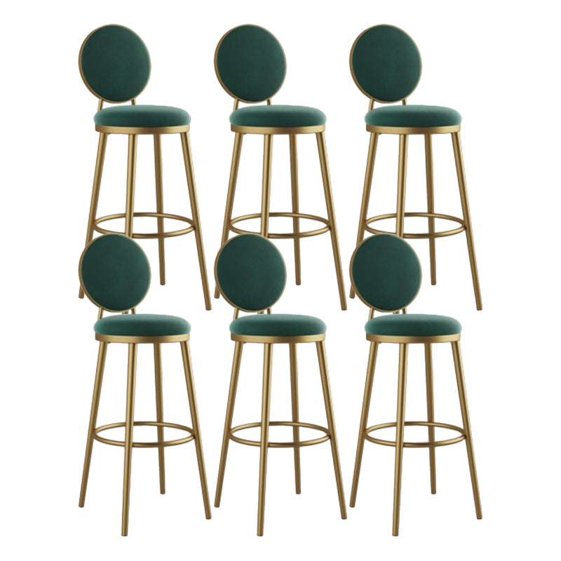 Round Upholstered Counter Height Stool Scandinavian Footrest Bar-stool with Gold Base